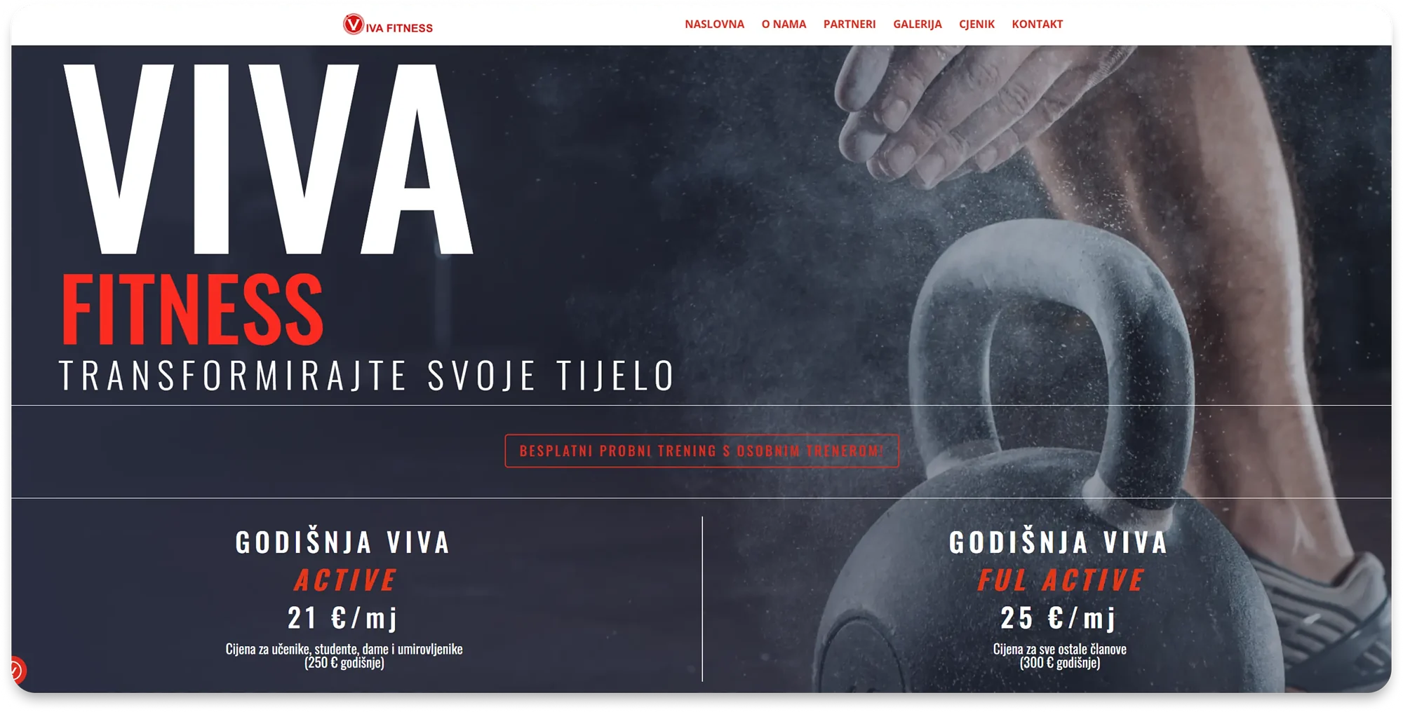 Redizajn web stranice za teretanu Viva Fitness Dubrava